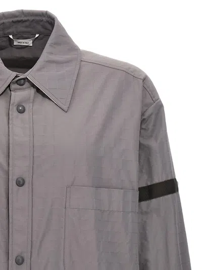 Shop Thom Browne 'snap Front' Overshirt In Gray