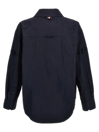 Shop Thom Browne 'snap Front' Overshirt In Blue
