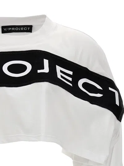 Shop Y/project Logo Cropped T-shirt In White/black