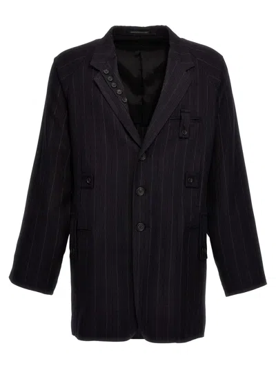 Shop Yohji Yamamoto 'i-st Lapel Button' Blazer In Black