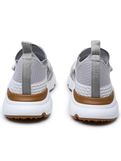 Shop Tod's White And Gray Tech Fabric Sneakers In Grey