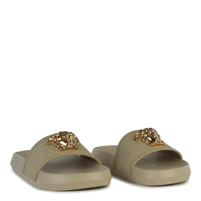 Shop Versace Flat Shoes In Sand- Gold