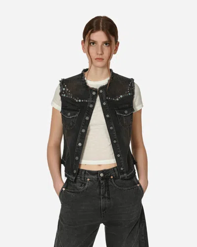 Shop Guess Usa Western Denim Vest Used In Black