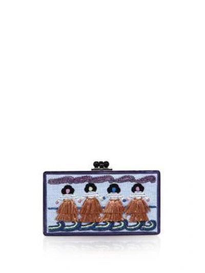 Shop Edie Parker Jean Luau Acrylic & Raffia Clutch In Violet-multi