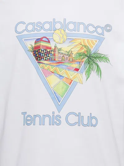 Shop Casablanca White T-shirt With "tennis Club" Print In Cotton Man