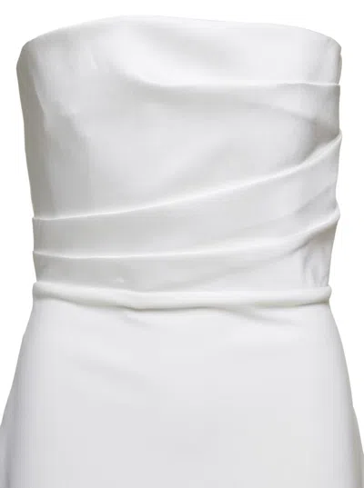 Shop Solace London White Draped Maxi Dress With In Techno Fabric Woman