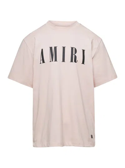 Shop Amiri Pink Crew Neck T-shirt Iin Cotton Man In Beige