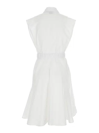 Shop Pinko White Popeline Mini-dress With Love-bird Belt In Cotton Woman