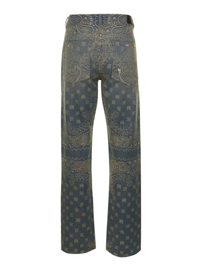 Shop Amiri Blue And Brown Jeans Bandana Jacquard In Denim Man