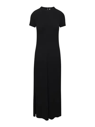 Shop Totême Black Crewneck Fluid Maxi Dress In Viscose Woman