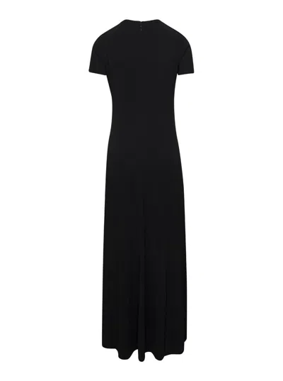 Shop Totême Black Crewneck Fluid Maxi Dress In Viscose Woman
