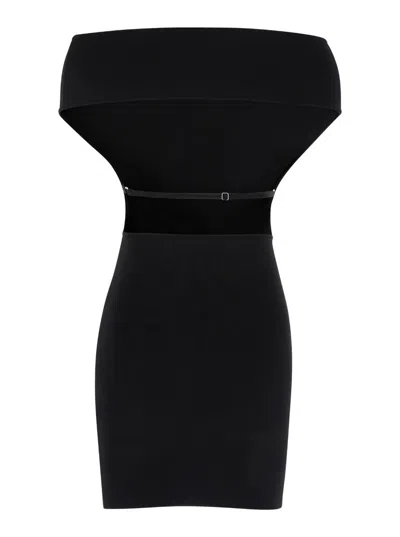 Shop Jacquemus Black Mini Dress 'la Robe Cubista' In Viscose Woman