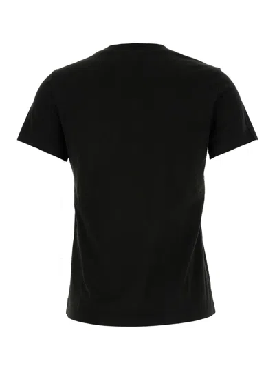 Shop Kenzo Black Crewneck T-shirt With Printed Logo  In Cotton Woman