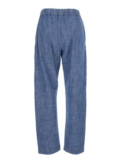 Shop Semicouture Chambray Buddy Pants In Blu