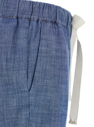 Shop Semicouture Chambray Buddy Pants In Blu