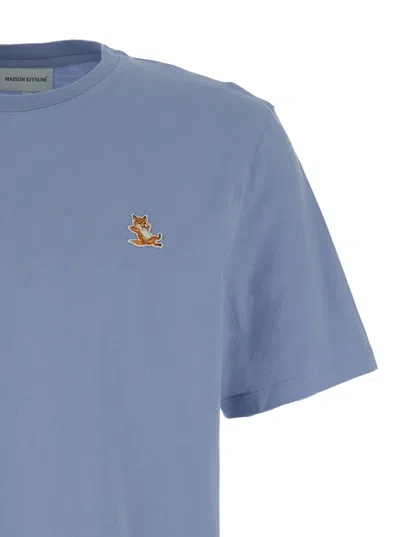 Shop Maison Kitsuné Chillax Fox Patch Regular T-shirt In Blue