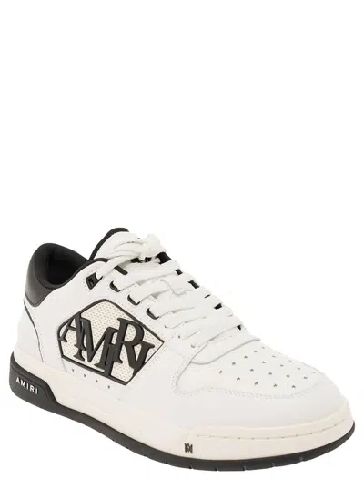 Shop Amiri White Low Top Sneakers With Contrasting Logo Lettering In Cotton Man In White/black