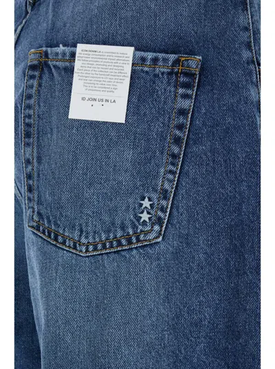 Shop Icon Denim Blue High Waisted Wide Jeans In Cotton Denim Woman