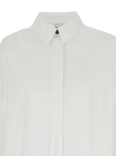 Shop Ganni Cotton Poplin Oversized Shirt Dress In White