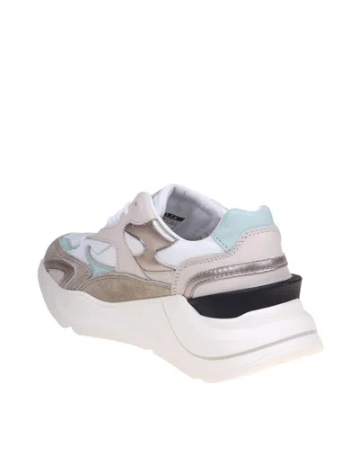 Shop Date D.a.t.e. Suede And Fabric Sneakers In Cream