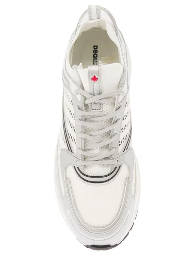 Shop Dsquared2 'dash' White Low Top Sneakers With 1964 Logo In Techno Fabric Man In Grey