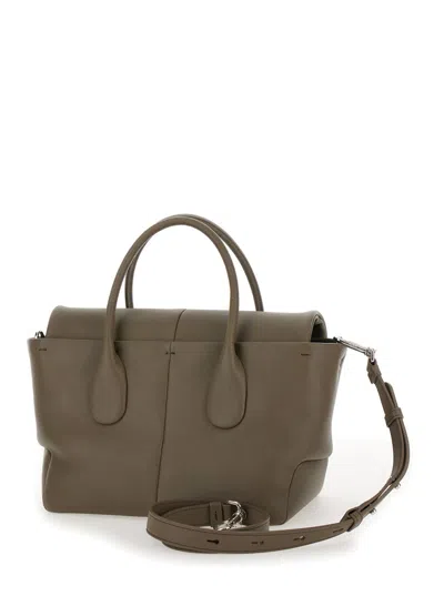 Shop Tod's 'di Bag Reverse' Green Shopper Bag In Leather Woman In Grey