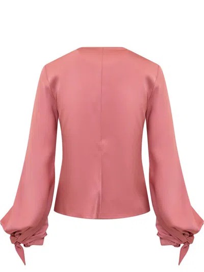 Shop Del Core Blouse With Bow In Pink