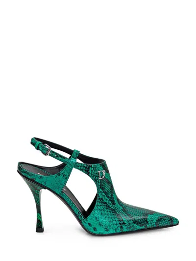 Shop Dsquared2 Python Slingback Décolleté In Green