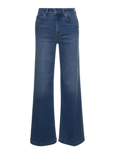 Shop Liu •jo Blue Denim Mid-rise Flared Jeans In Cotton Woman
