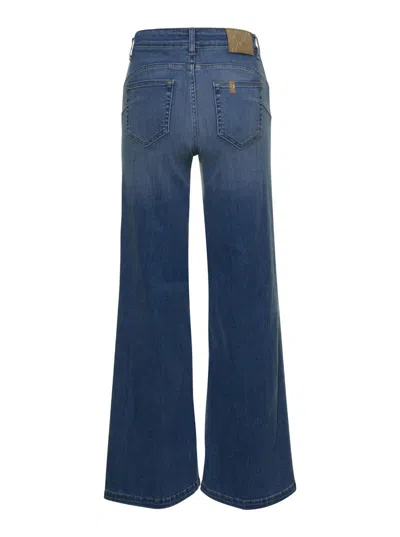 Shop Liu •jo Blue Denim Mid-rise Flared Jeans In Cotton Woman