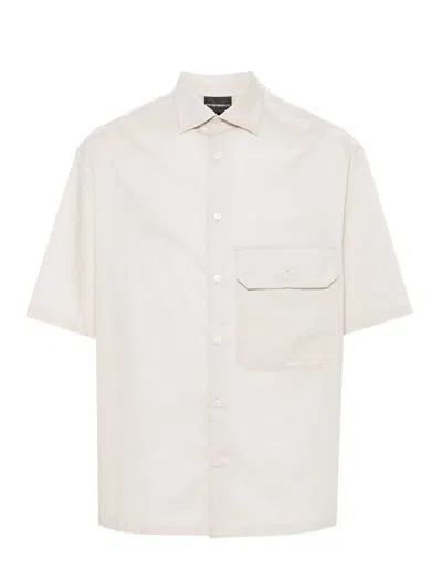 Shop Emporio Armani Shirts In Silver Cloud