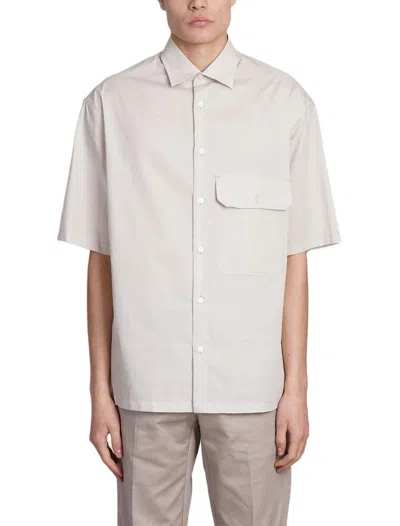 Shop Emporio Armani Shirts In Silver Cloud