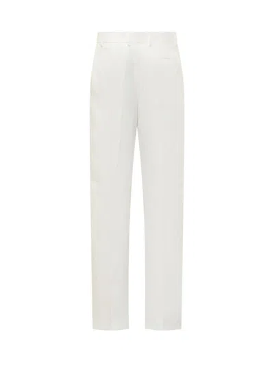 Shop Ferragamo Silk And Viscose Pants In White