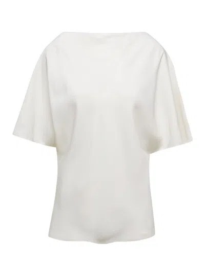 Shop Rohe White Shirt With Boat Neckline In Viscose Woman In Beige