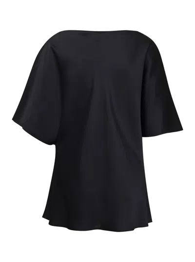 Shop Rohe Black Shirt With Boat Neckline In Viscose Woman