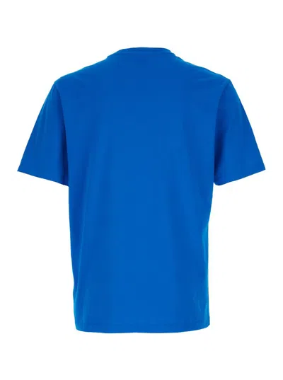 Shop Maison Kitsuné Blue T-shirt With Fox Head Patch In Cotton Man