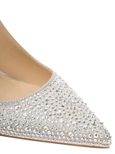 Shop Twentyfourhaitch Silver Slingback With Crystals In Eco-leather Woman In Grey