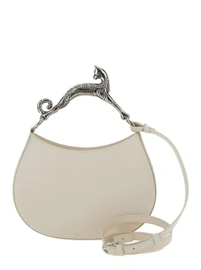 Shop Lanvin Hobo Bag Pm With Cat Handle In White