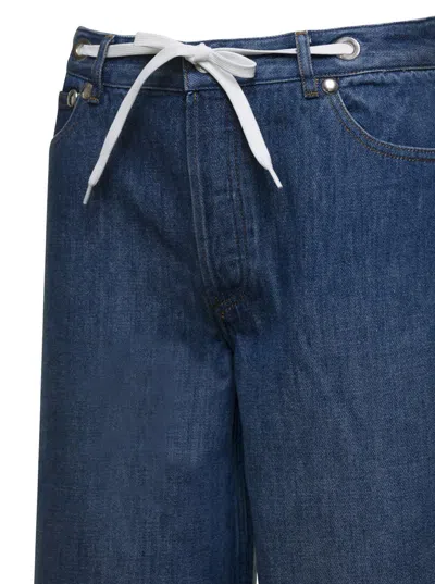 Shop Apc Blue Wide Leg Jeans In Denim Woman