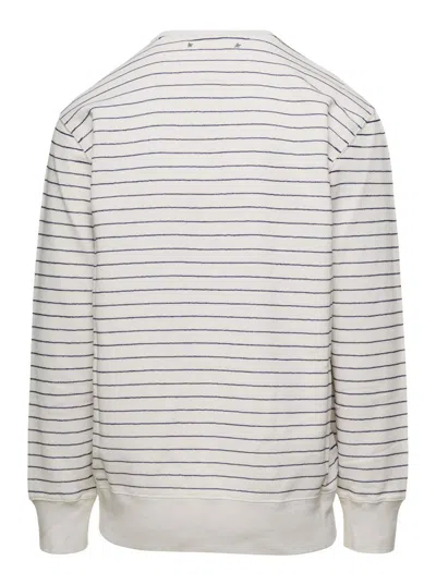 Shop Golden Goose Black And White Striped Sweatshirt In Cotton Man