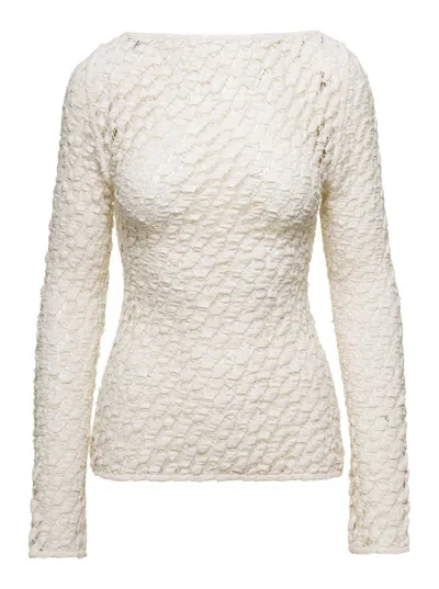 Shop Rohe Beige Sweater With Boat Neckline In Cotton Blend Woman