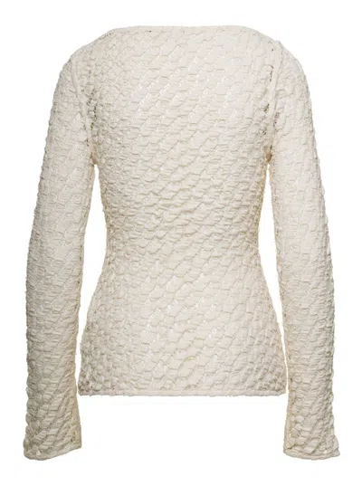 Shop Rohe Beige Sweater With Boat Neckline In Cotton Blend Woman