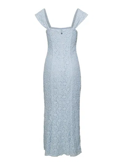 Shop Rotate Birger Christensen Light Blue Longuette Dress In Cotton Blend Stretch Woman