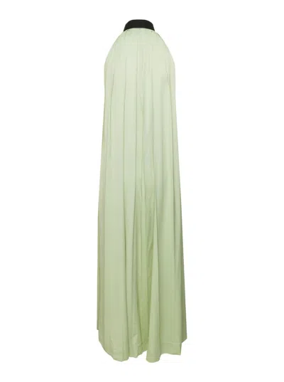 Shop Ferragamo Green Maxi Dress In Viscose Stretch Woman