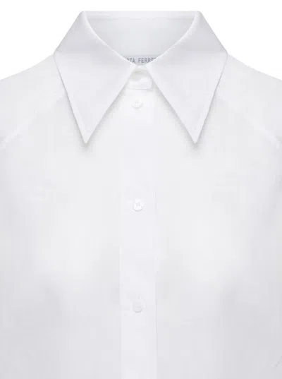 Shop Alberta Ferretti White Maxi Shirt In Cotton Organza Woman