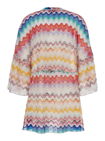 Shop Missoni Multicolor Mini-dress With Signature Zig-zag Pattern In Viscose Woman