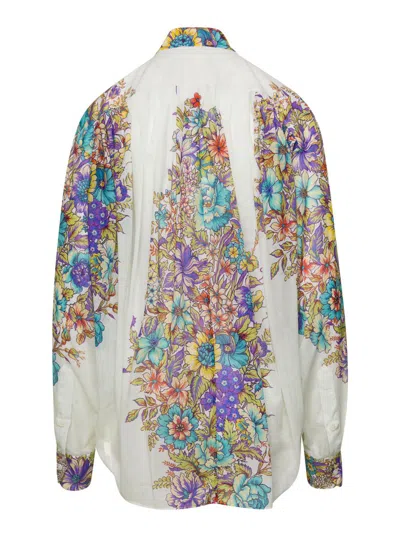 Shop Etro Multicolored Floral Print Blouse In Cotton Woman