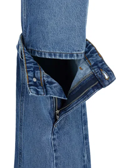Shop Coperni Light Blue Jeans With Open Knee In Denim Woman