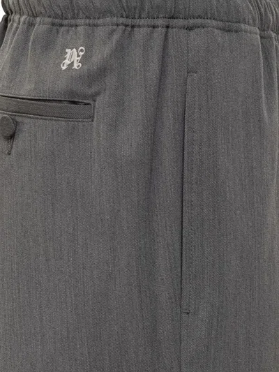 Shop Palm Angels Baggy Pants With Monogram In Grey