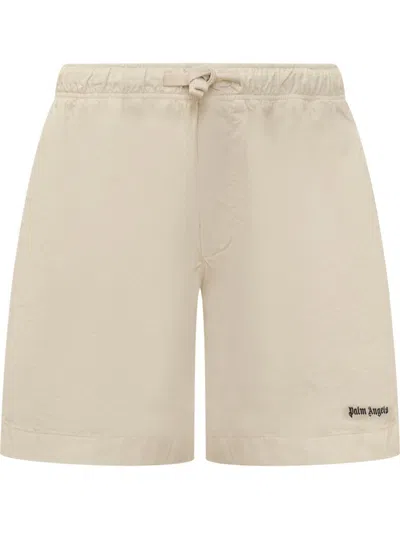 Shop Palm Angels Classic Shorts With Logo In Beige